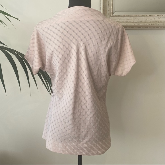 Calvin Klein Vintage Pink Blouse Cowl Neck checkered Pattern Fabric Top Size M - Picture 5 of 8
